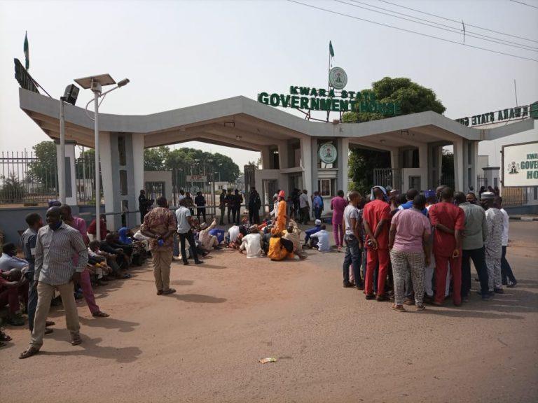 Breaking: Sacked Kwara teachers hold peaceful protest in Ilorin 