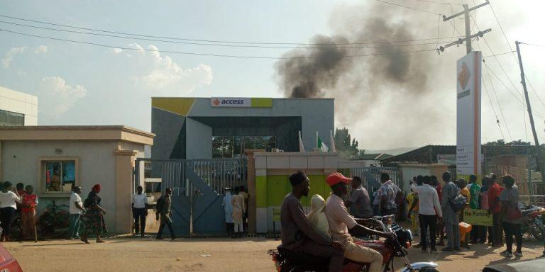 Access Bank on fire in Lokoja