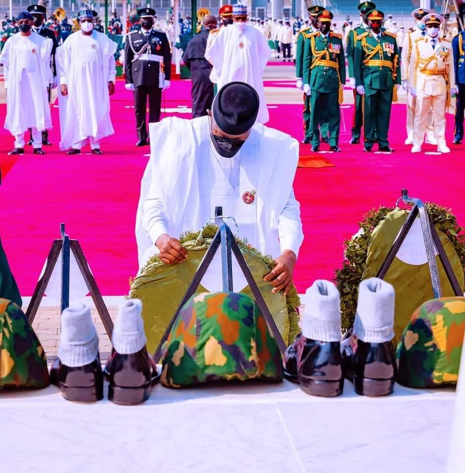In Pictures: Buhari, Osinbajo, others lay wreaths to mark Armed Forces Remembrance Day The Informant247