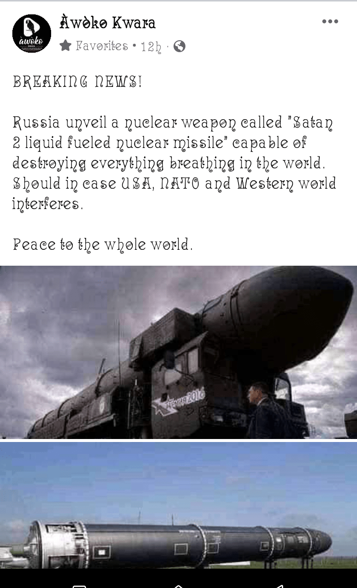 Fact Check: Did Russia has nuclear missile capable of destroying the world? The Informant247