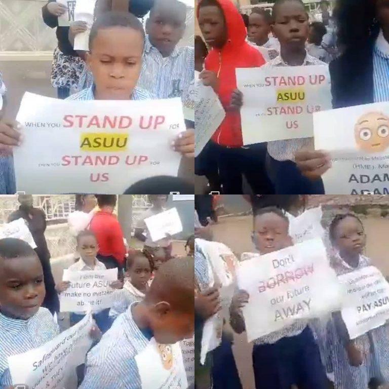 Primary school pupils protest ASUU strike in Osun