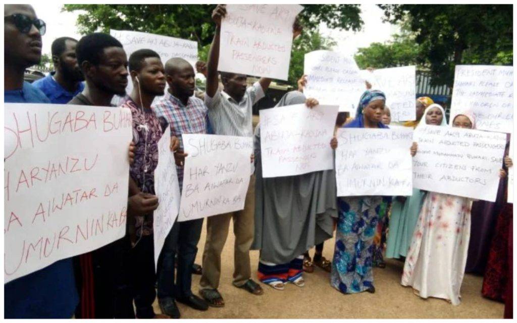 Families, friends of 50 kidnapped train passengers protest in Kaduna