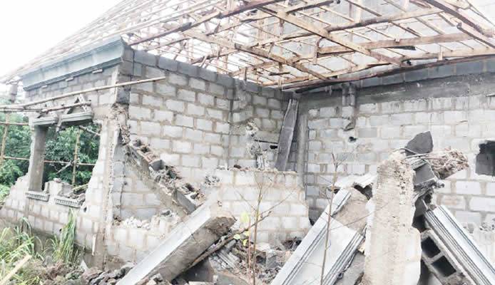 The vandalised building