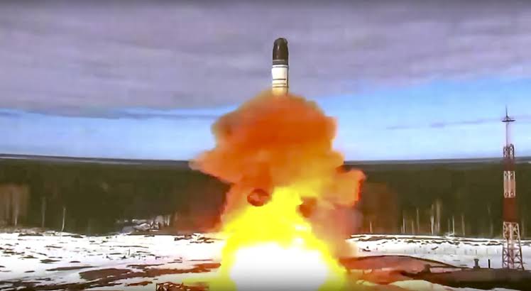 Russia test launch the RS 28 Sarmat missile in April 2022
