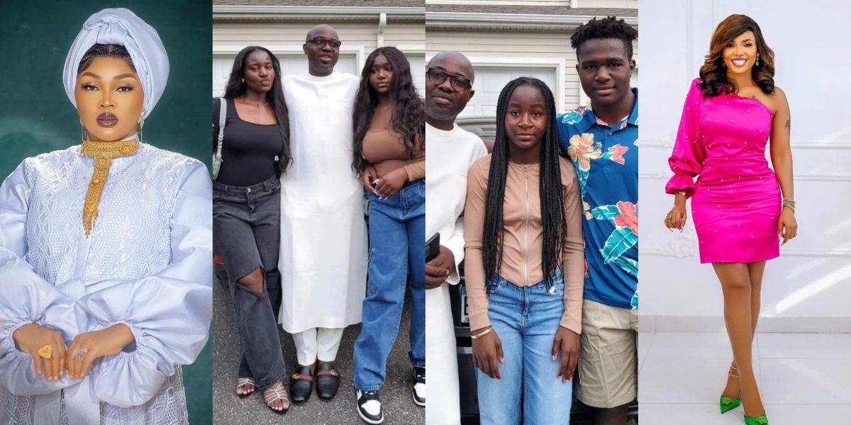 Mercy Aigbe and Kemi Afolabi among others react to Kazim Adeoti's outing with his first wife and kids