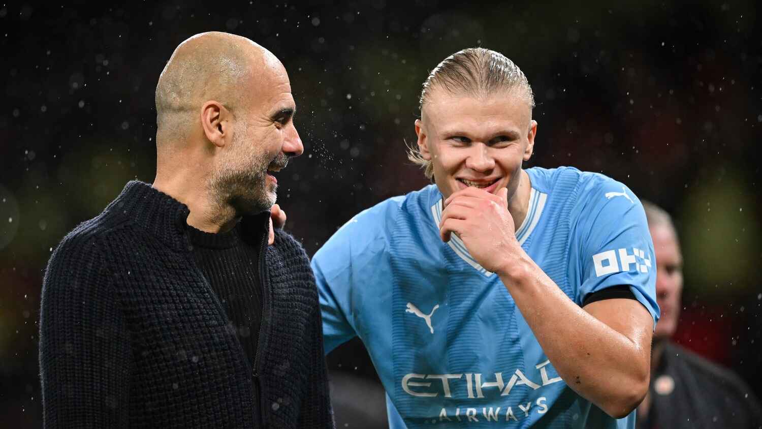Pep Guardiola and Erling Haaland