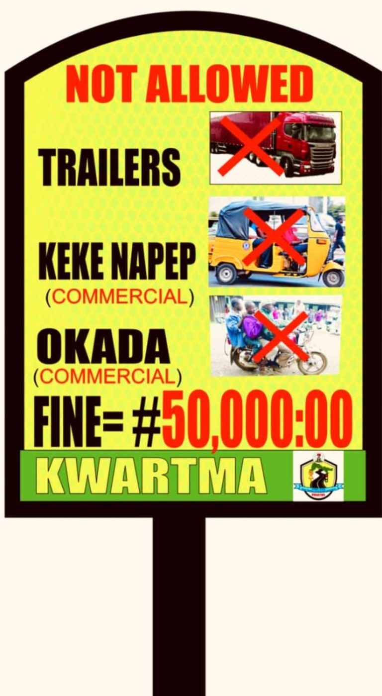 Tricycles, motorcycles, others banned from plying Kwara govt house link road, offenders to pay N50k fine