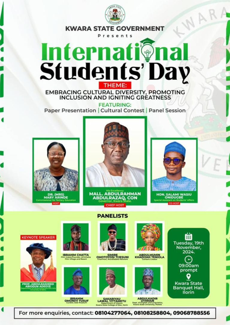 University Don, Nollywood actor set for International Students’ Day celebration in Kwara