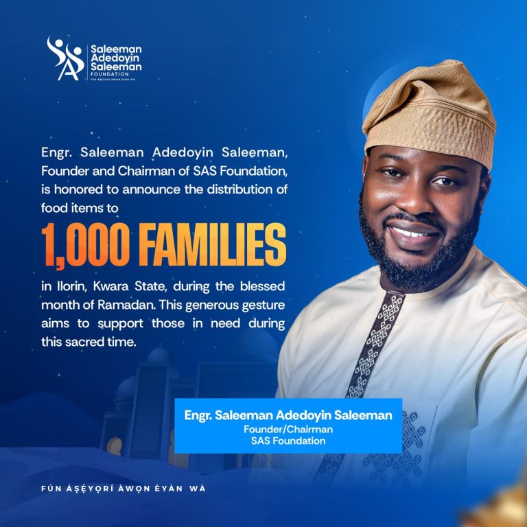 SAS foundation to feed 1,000 families in Ilorin as part of ramadan initiative