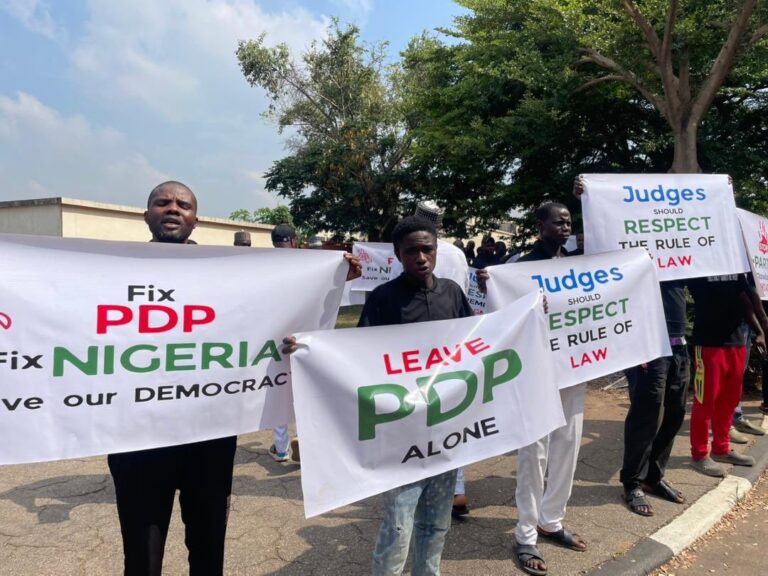 Aggrieved PDP members protest at US embassy, calls for intervention amid party crisis