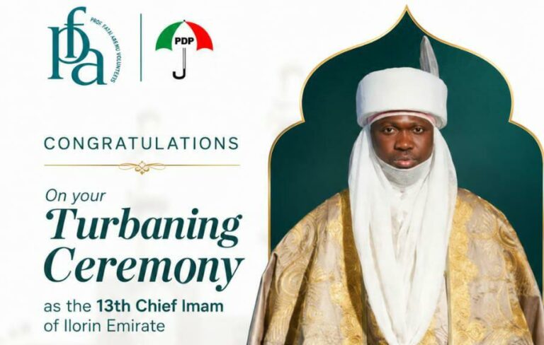 PFA volunteers congratulate Sheikh Dansuki on installation as 13th Chief Imam of Ilorin
