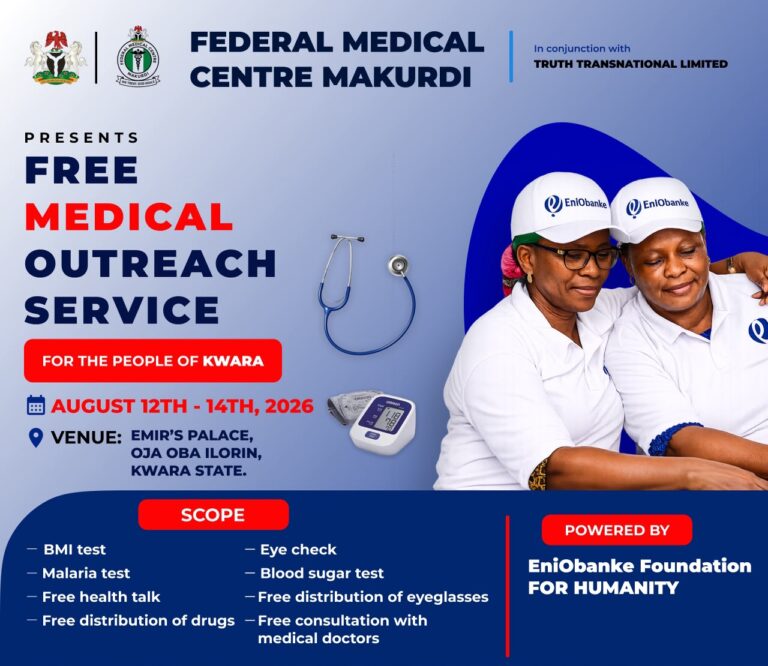 EniObanke Foundation announces free medical outreach for Kwara residents