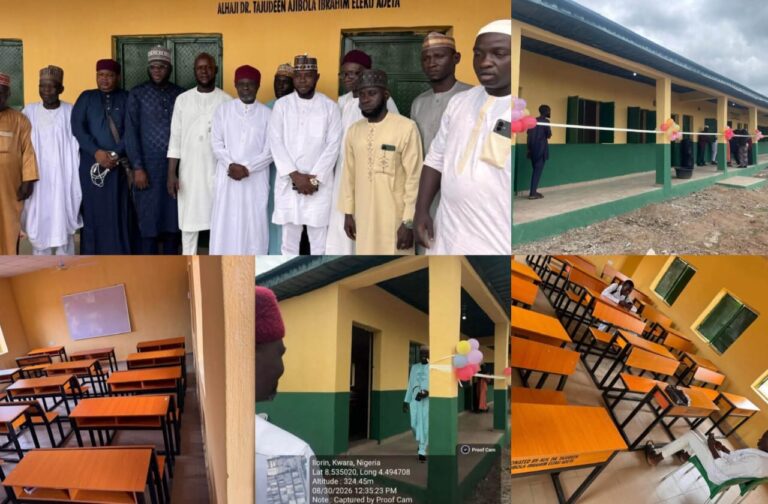 Tajudeen Adeta donates four furnished classroom blocks to islamic, arabic institutes